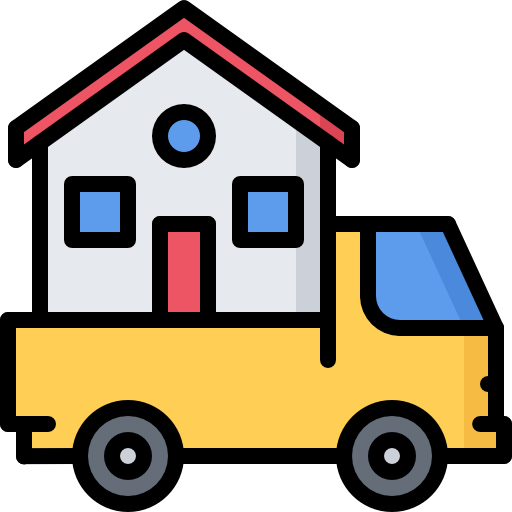 un camion transport une maison 
